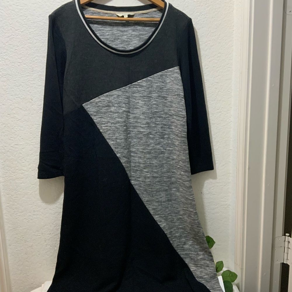 Noppies Dress Women's Sz L Maternity 3/4  Sleeve Gray Black